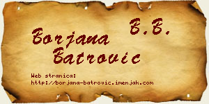 Borjana Batrović vizit kartica